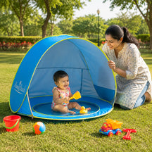 Baby Beach Tent Pool With UV Sun Protection, Foldable Pop-Up Infant Shade Shelter