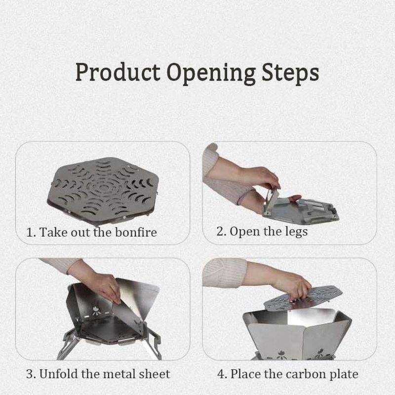 Folding Stainless Steel Camping Fire Pit & Stove