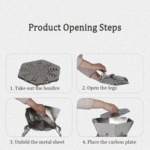 Folding Stainless Steel Camping Fire Pit & Stove