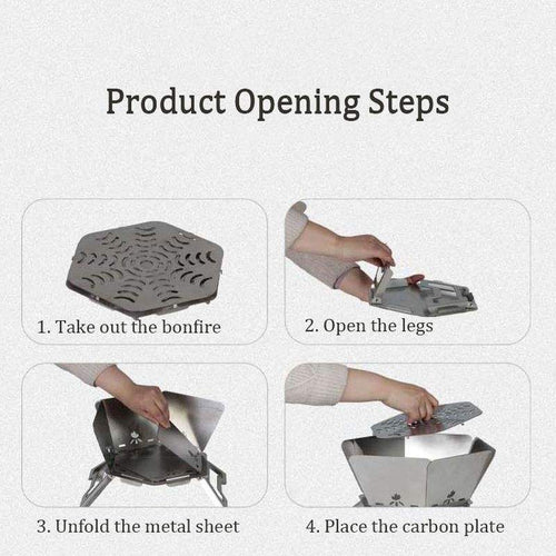 Folding Stainless Steel Camping Fire Pit & Stove
