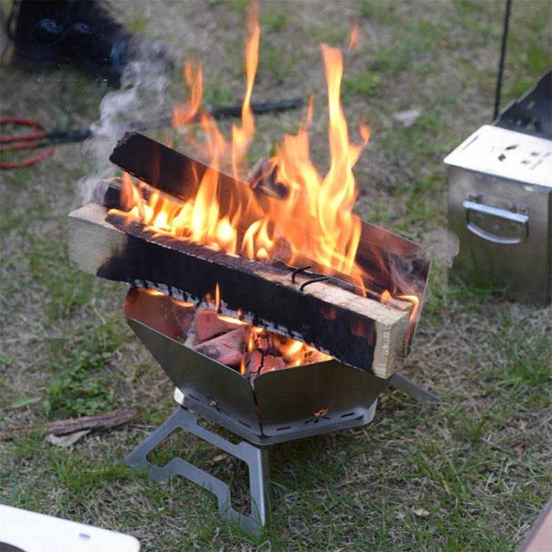 Folding Stainless Steel Camping Fire Pit & Stove