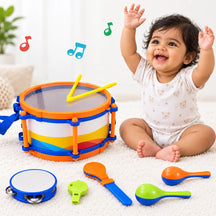 Rockstar Drum Set For Kids with 2 Drum Sticks and Microphone, Musical Instruments Playset, Birthday Gift for Boys and Girls