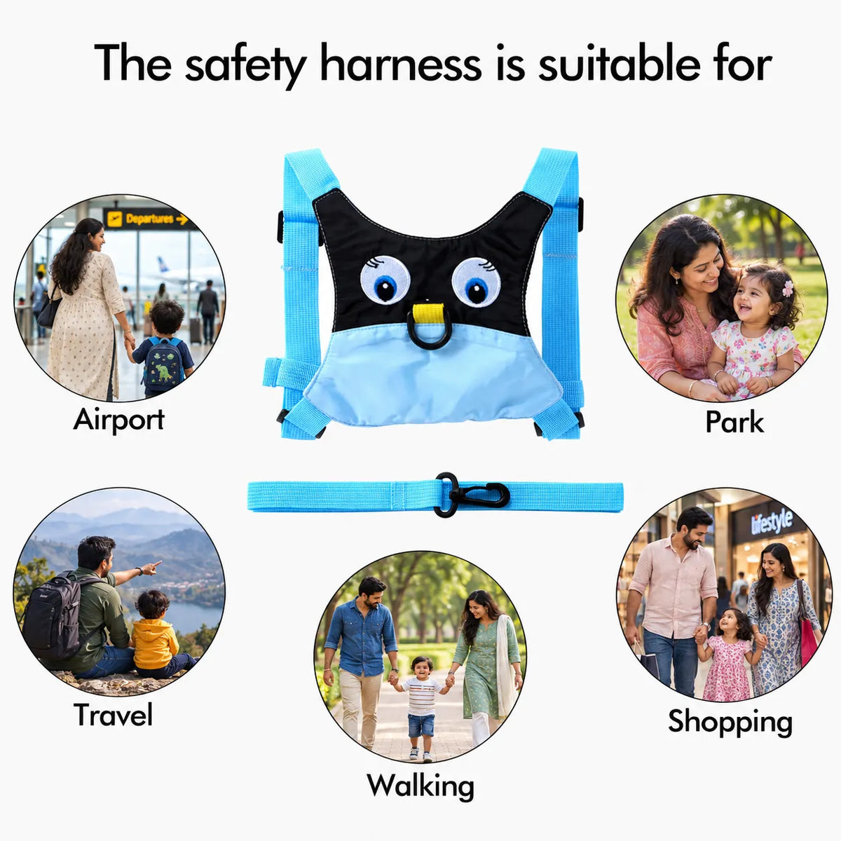 Baby Anti Lost Safety Walking Harness Toddler Safety Leash for Babies & Kids Boys and Girls