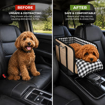 2-in-1 Pet Carrier & Console Seat Dog Car Seat for Small Dogs and Cats