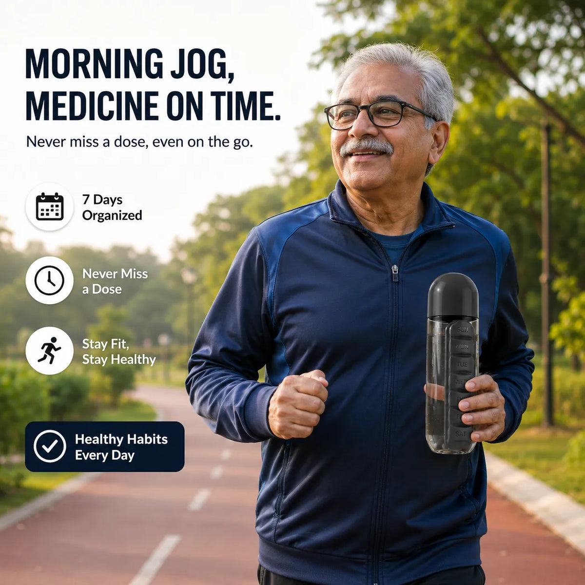 2-in-1 Water Bottle With Built-In Pill Organizer | Stay Hydrated & Never Miss Your Medicine Again