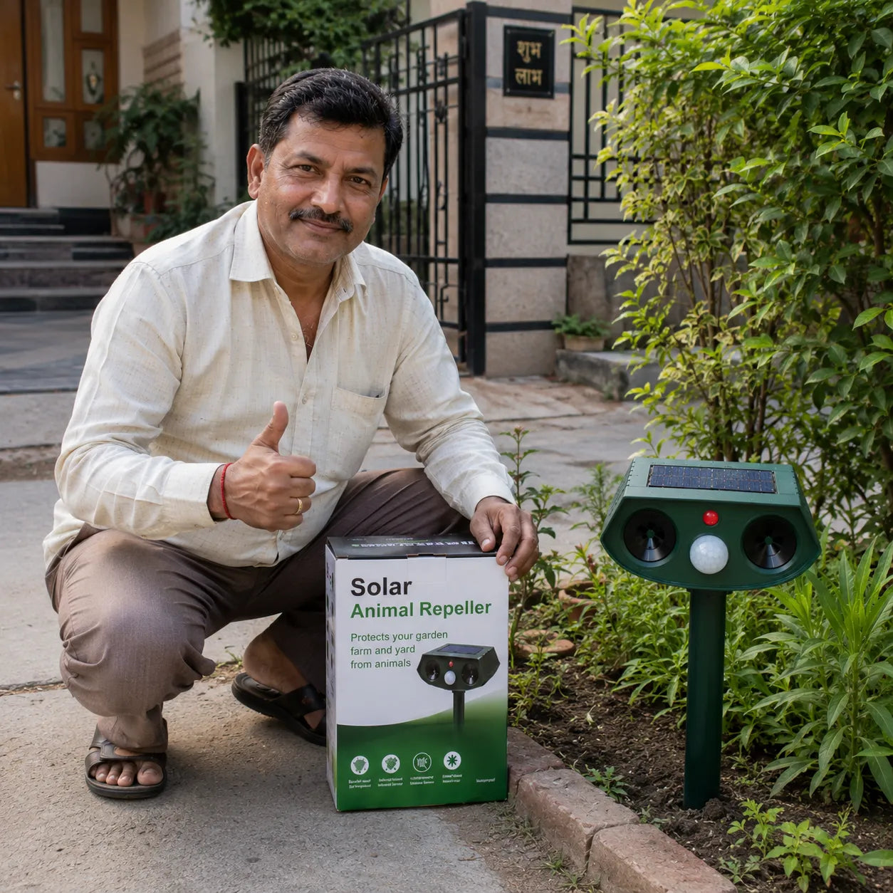 Waterproof Solar Powered Animal Repeller for Rats,Squirrels,Dogs,Foxes and Birds  with Motion Sensor & LED Flash