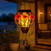 Hot Air Balloon Solar Lantern with Flickering Flame Light for Outside Garden Patio Porch Tree Yard