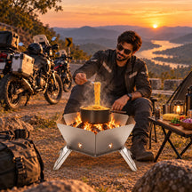 2-in-1 Folding Stainless Steel Camping Fire Pit & Stove for Picnic, Barbecue, Campfire & Hiking