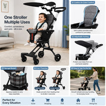 Ultra-Light Portable Baby Stroller with Push Handle, 4 Wheels & Portable Travel Buggy
