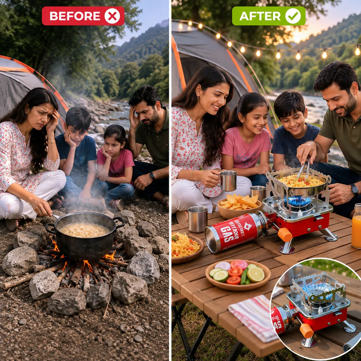 Portable Camping Gas Stove for Travel, Hiking, Outdoor Picnic & Emergency Cooking Use with Storage Bag