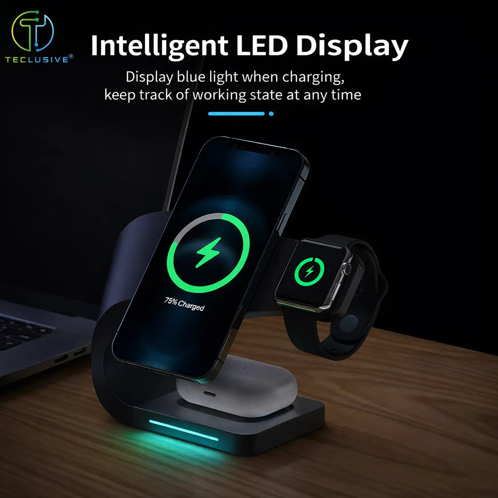 4-in-1 Fast Wireless Charging Station for Multiple Devices