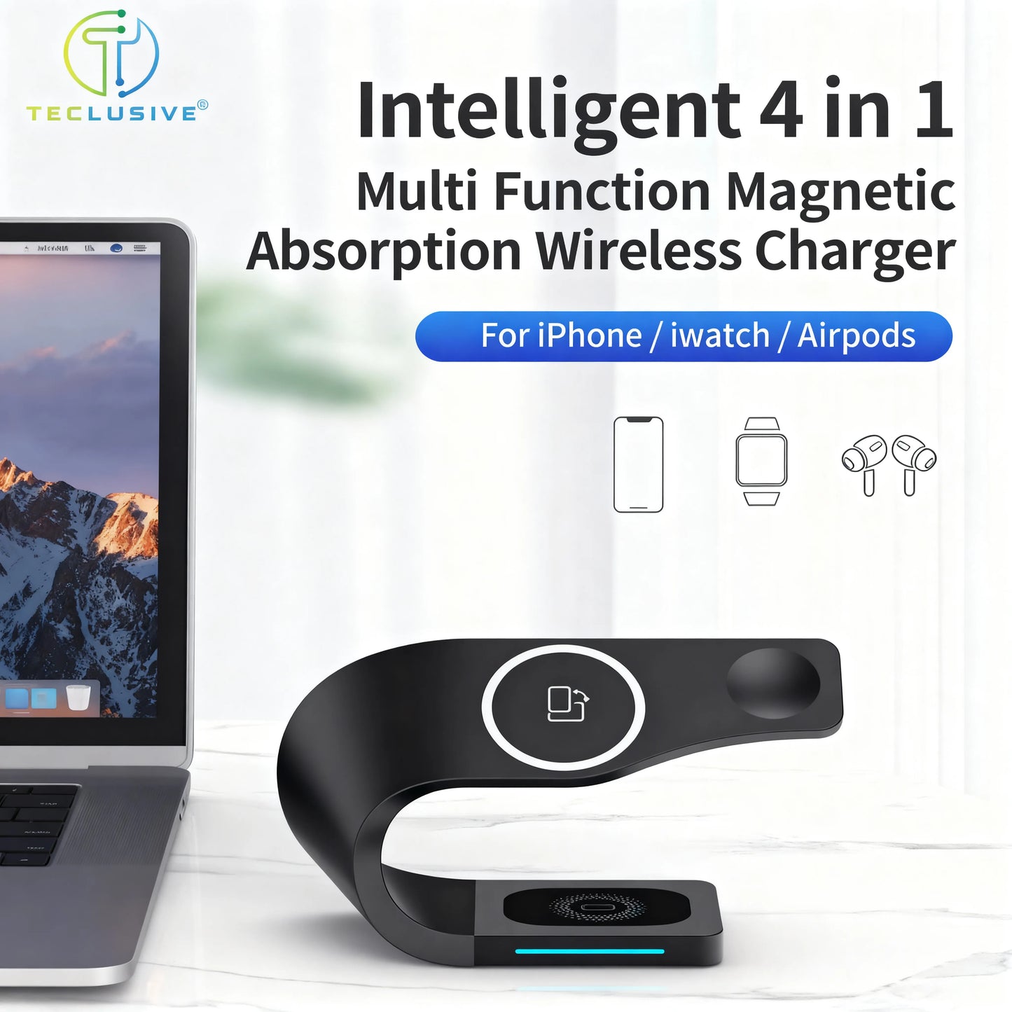 4-in-1 Fast Wireless Charging Station for Multiple Devices