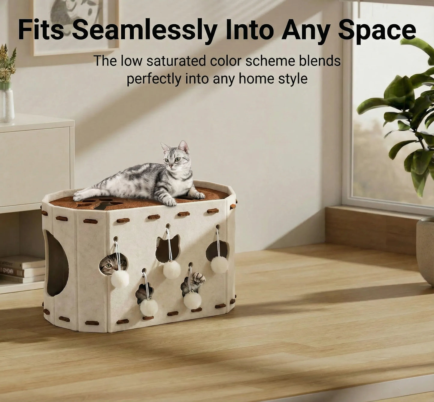 All-in-One Cat Playhouse with Scratch Lounge Bed