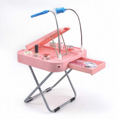 All-in-One Foldable Pedicure Stand with Light, Magnifier & Dryer