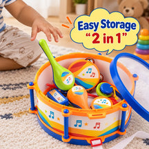 Rockstar Drum Set For Kids with 2 Drum Sticks and Microphone, Musical Instruments Playset, Birthday Gift for Boys and Girls