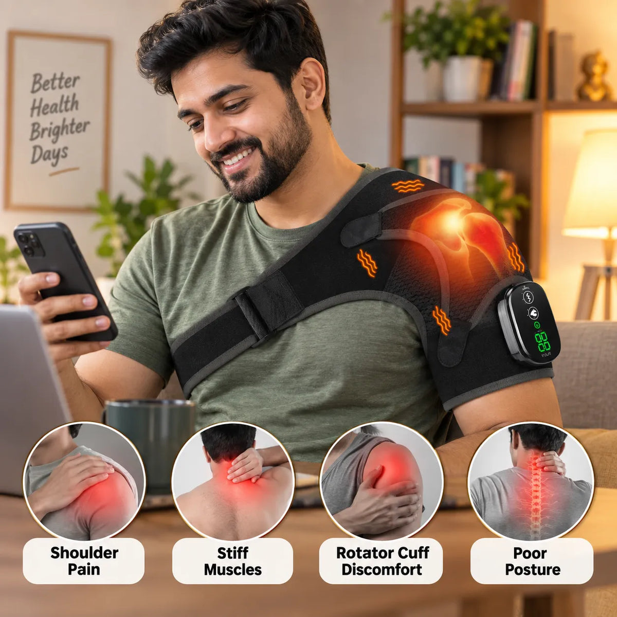 Cordless Shoulder Heating Belt with Professional Grade Joint Recovery System For Pain Management And Relaxation