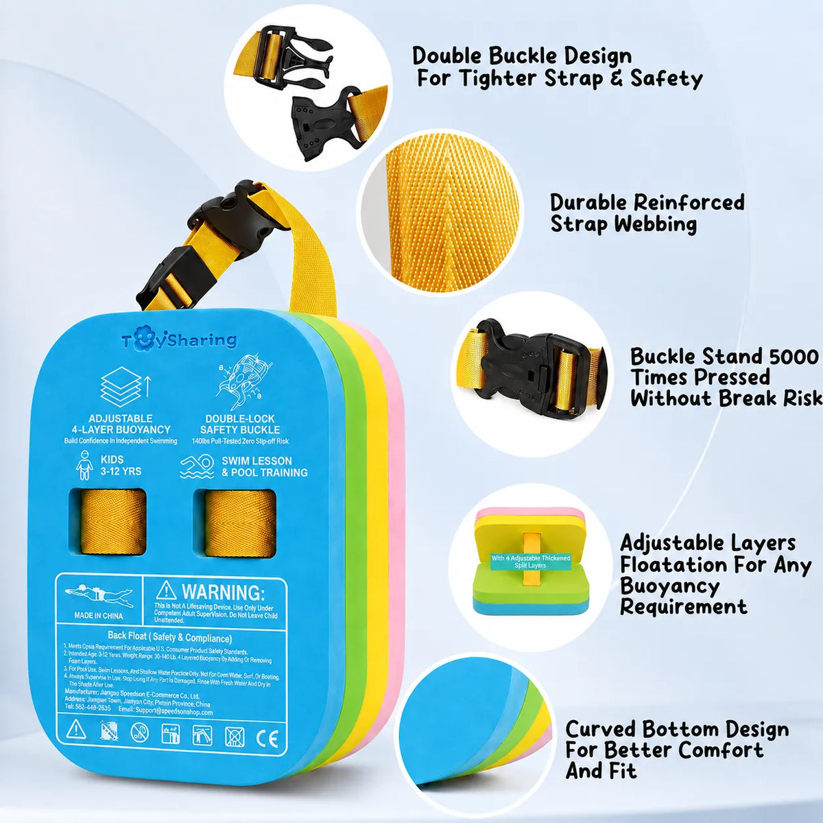 Lightweight Back Float Swim Trainer Belt for Pool and Beach | 3-12 Yrs