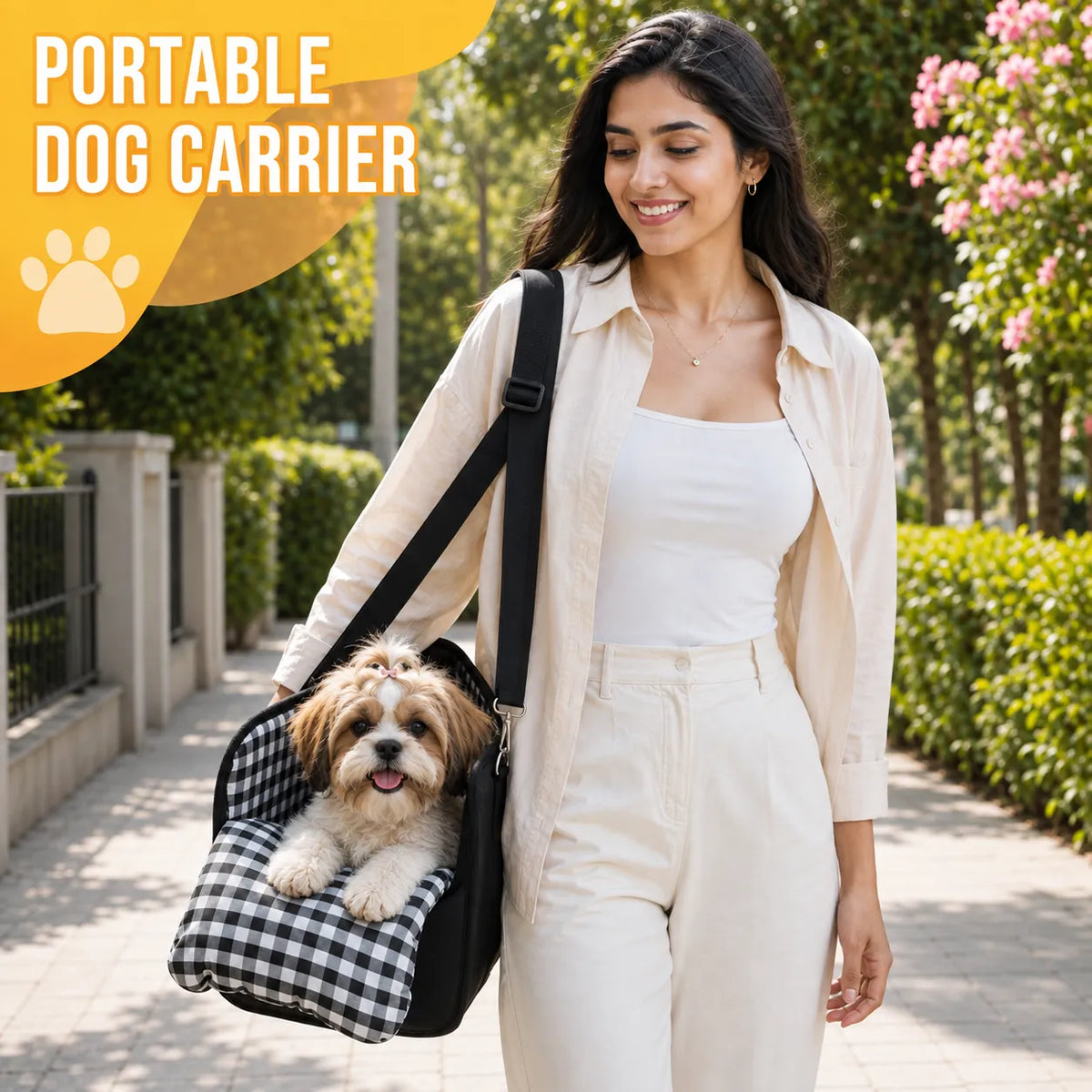 2-in-1 Pet Carrier & Console Seat Dog Car Seat for Small Dogs and Cats