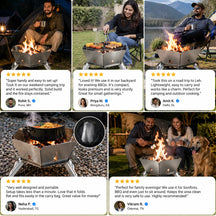 2-in-1 Folding Stainless Steel Camping Fire Pit & Stove for Picnic, Barbecue, Campfire & Hiking