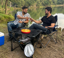Portable Camping Table With Insulated Cooler for Outside, Fishing, Hiking, Tailgating