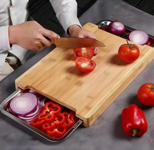 Chopping Board With Double Sided Slider Trays