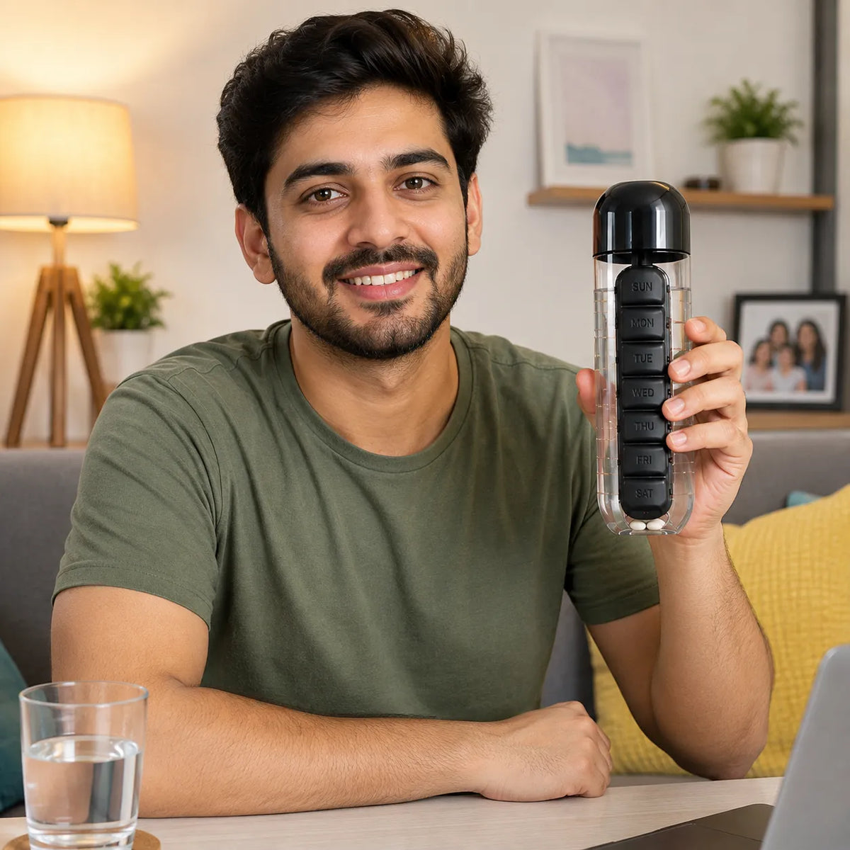 2-in-1 Water Bottle With Built-In Pill Organizer | Stay Hydrated & Never Miss Your Medicine Again