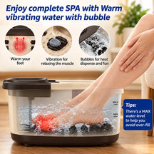 Electric Spa Foot Massager Machine With 8 Manual Rollers, Digital Panel, Bubble Bath & Water Heating Technology For Pedicure, Pain Relief & Foot Care