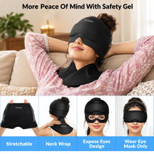 3 in 1 Migraine Relief Cap, Hot and Cold Therapy for Relief of Headaches, Stiff Neck and Eye Fatigue