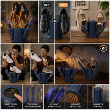 4-Arm Telescopic Drying Rack, Electric Foldable Machine with Fan, 3-Stage Timer, Fast Warmer for Ski Boots, Gloves, Hockey Skates, Shoes