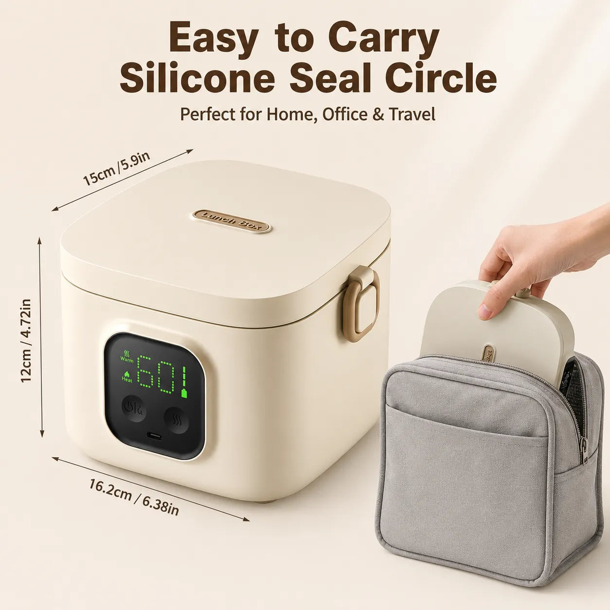 7 Levels Heating Function Cordless Lunch Box with Battery | Portable for Home, School, Travel, and Office