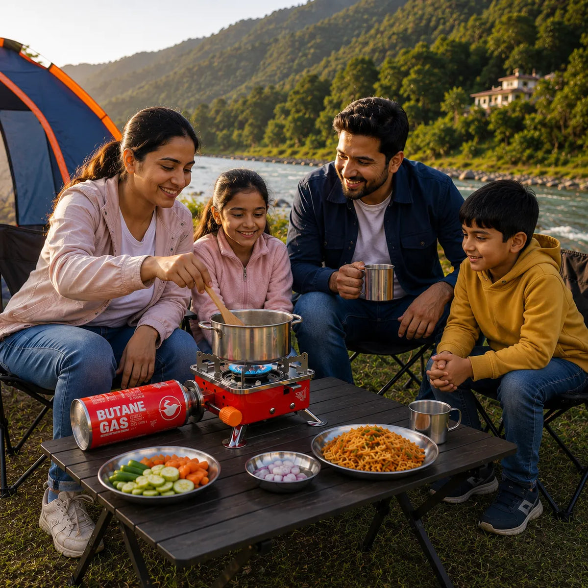 Portable Camping Gas Stove for Travel, Hiking, Outdoor Picnic & Emergency Cooking Use with Storage Bag