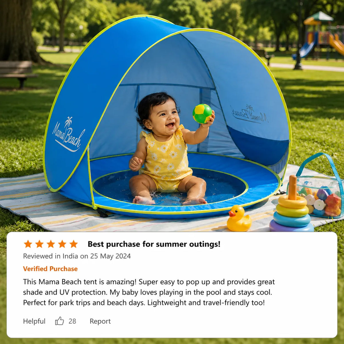 Baby Beach Tent Pool With UV Sun Protection, Foldable Pop-Up Infant Shade Shelter