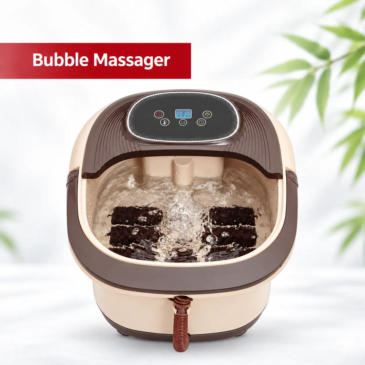 Electric Spa Foot Massager Machine With 8 Manual Rollers, Digital Panel, Bubble Bath & Water Heating Technology For Pedicure, Pain Relief & Foot Care