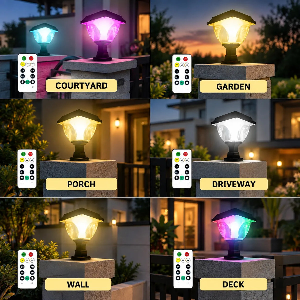Solar Gate Light Wireless Decorative LED for Compound Wall Boundary, Patio, Landscape, Yard Uses, Multicolour