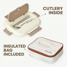 Microwave-Safe Insulated Lunch Box with 5 Compartments Lunchable Food Container with Spoon & Chopsticks