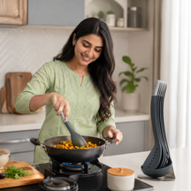 5-Pc Non Stick Kitchen Cooking Utensils Set with Magnetic Storage Stand | Crafted in UK