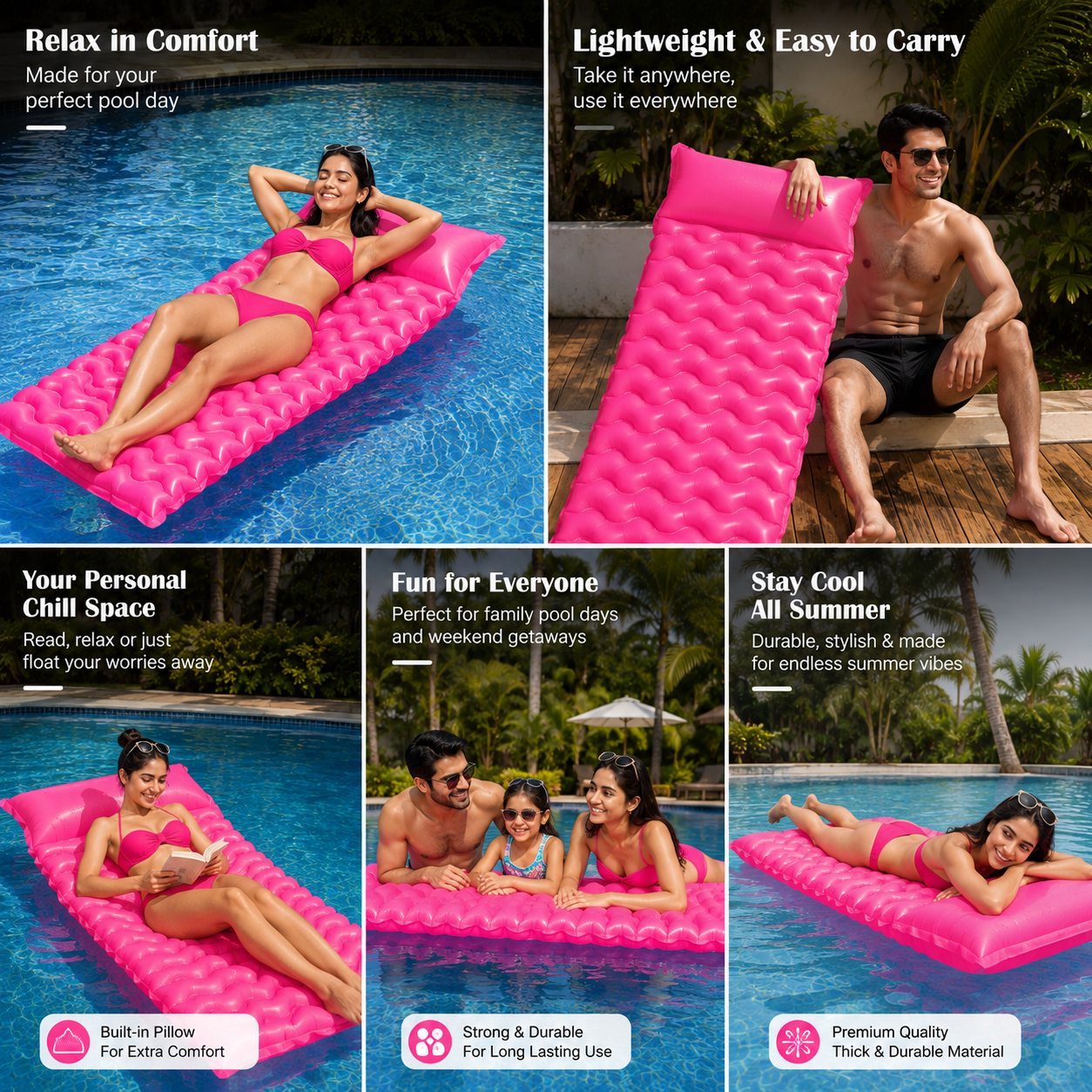 Water Floating Mat | Comfort Ergonomic Sunbathing Air Bed
