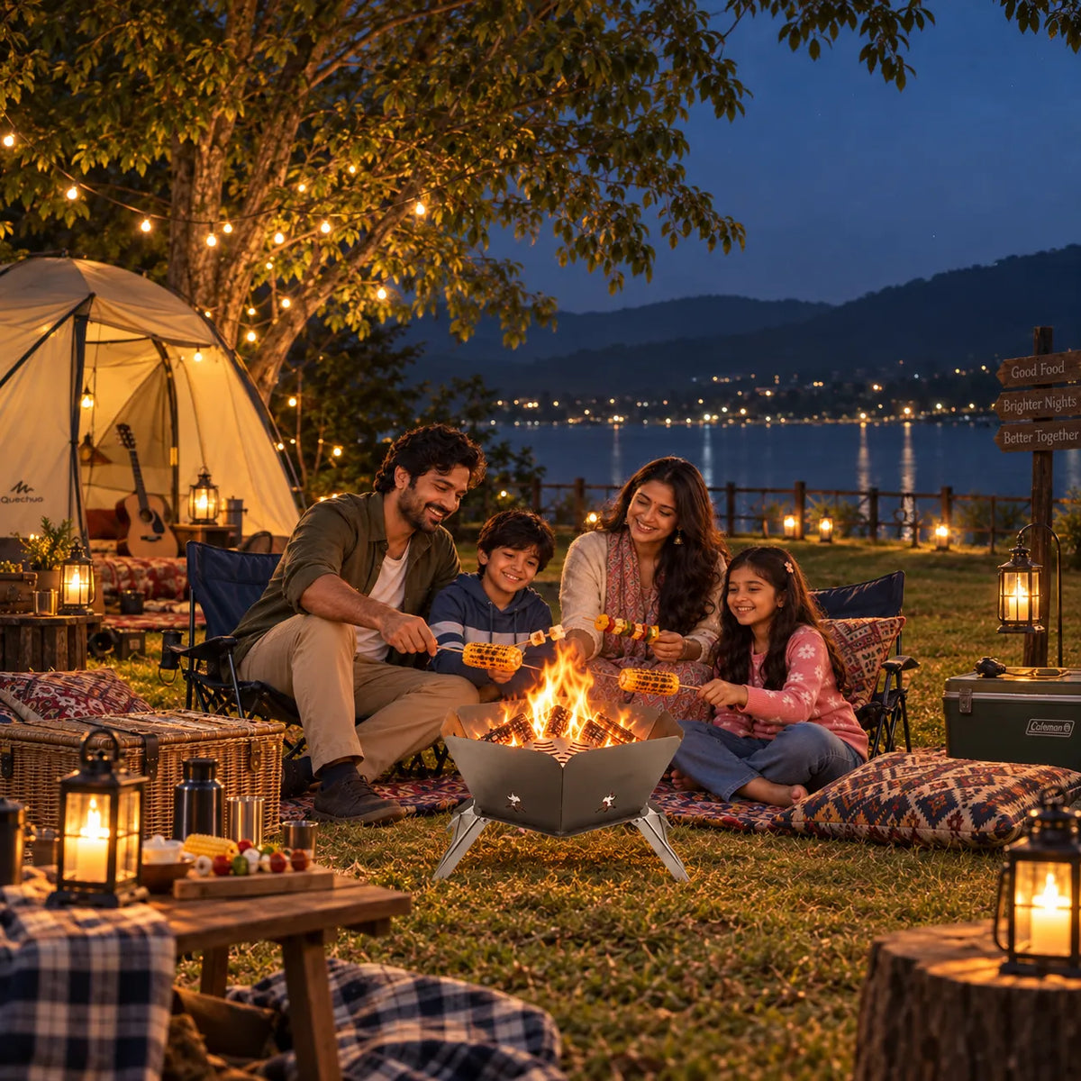 2-in-1 Folding Stainless Steel Camping Fire Pit & Stove for Picnic, Barbecue, Campfire & Hiking