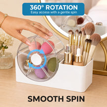 Accessories Organizer with 5-Section Rotating Case With 2-Slot For Dresser, Vanity, Bathroom, Bedroom & Office