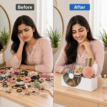 Accessories Organizer with 5-Section Rotating Case With 2-Slot For Dresser, Vanity, Bathroom, Bedroom & Office