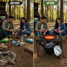 Portable Camping Table With Insulated Cooler for Outside, Fishing, Hiking, Tailgating