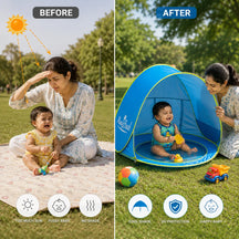 Baby Beach Tent Pool With UV Sun Protection, Foldable Pop-Up Infant Shade Shelter
