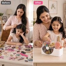 Accessories Organizer with 5-Section Rotating Case With 2-Slot For Dresser, Vanity, Bathroom, Bedroom & Office