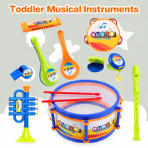 Rockstar Drum Set For Kids with 2 Drum Sticks and Microphone, Musical Instruments Playset, Birthday Gift for Boys and Girls
