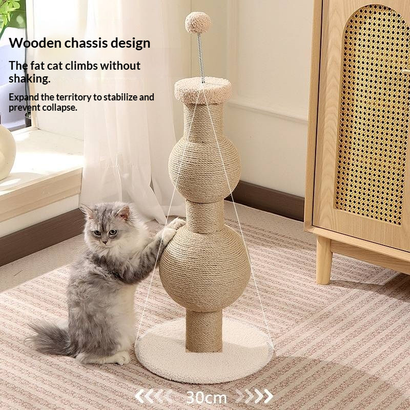 Multi-Function Sisal Cat Scratching Post with Teaser Spring Ball for Indoor Cats and Kittens