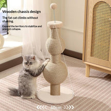 Multi-Function Sisal Cat Scratching Post with Teaser Spring Ball for Indoor Cats and Kittens