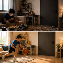 Wall Basketball Basket with 3 Balls, Scoreboard And LED Lights For Indoor - Outdoor