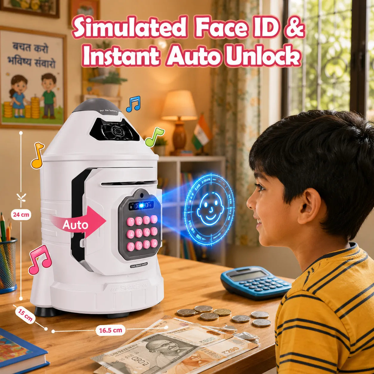 Early Development Electronic Piggy Bank With Simulated Face Recognition