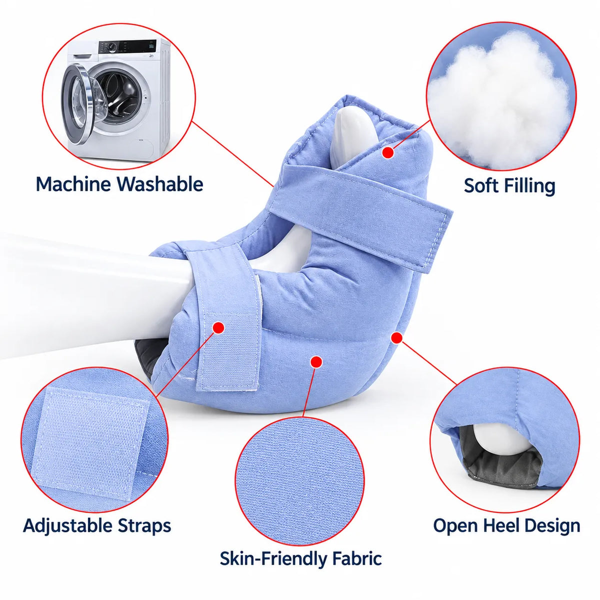 Heel Protector & Foot Elevation Support Pillow for Healing Therapy of Heel Pressure and Deep Tissue Injury