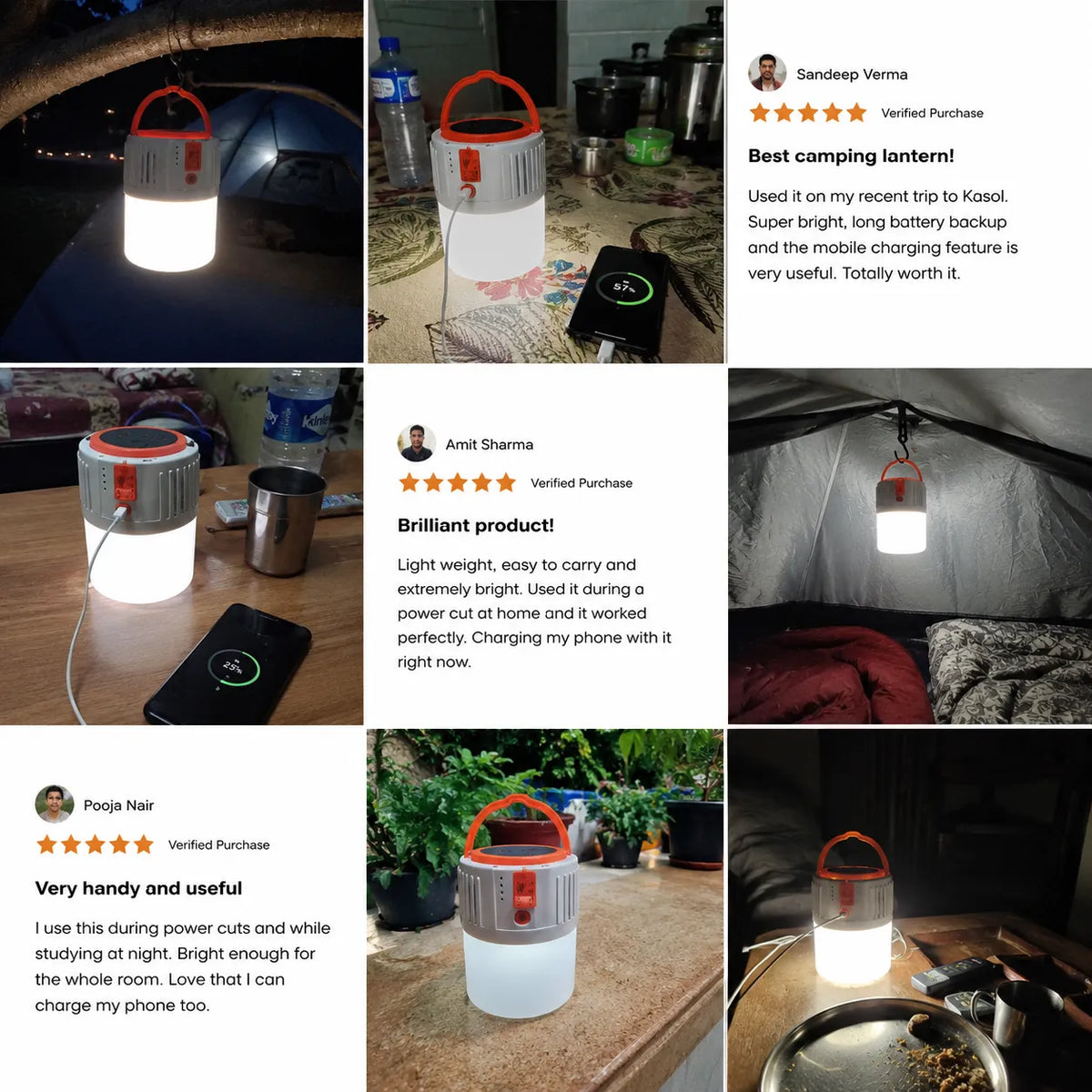 Solar Emergency Light Waterproof LED With USB for Travel, Tents, Indoor